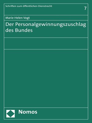 cover image of Der Personalgewinnungszuschlag des Bundes